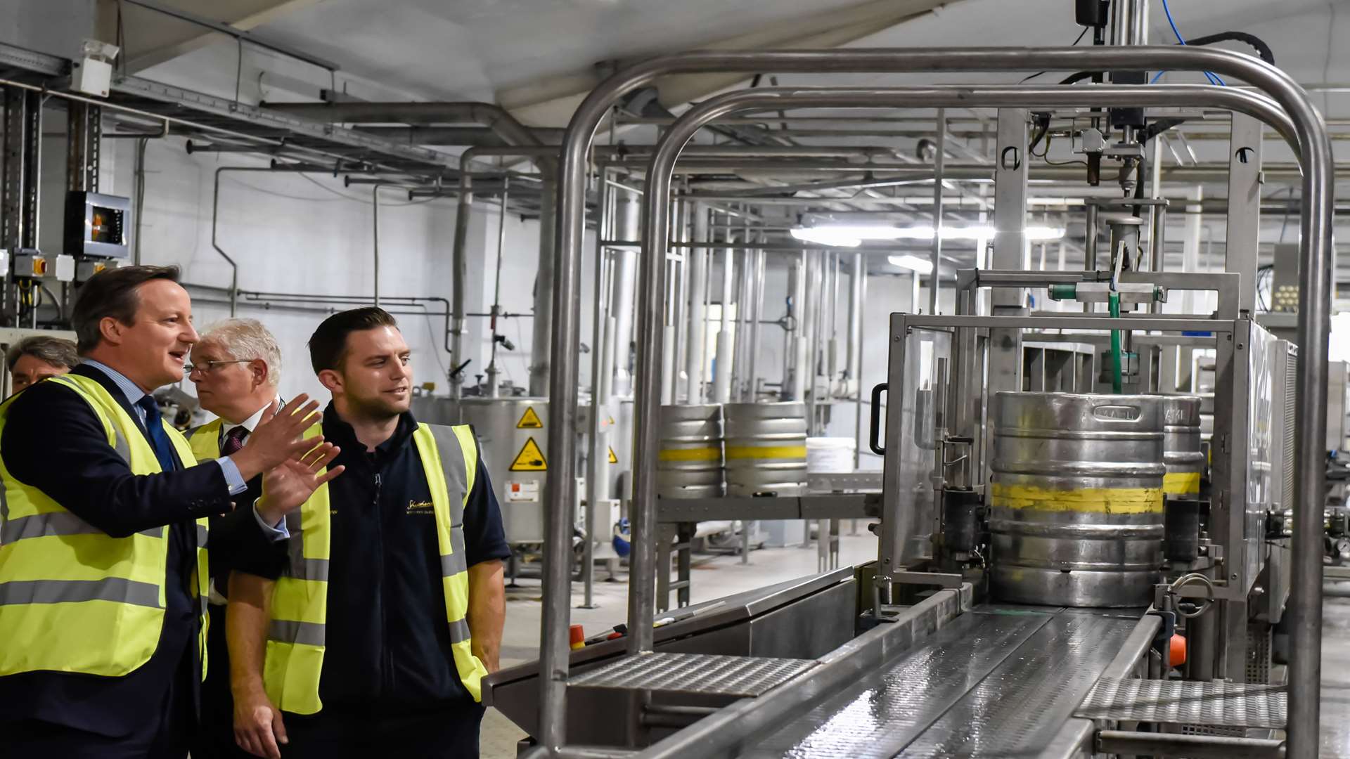 Prime Minister David Cameron visits the Shepherd Neame Brewery in Faversham.