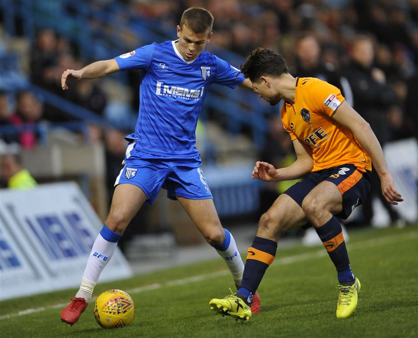 Jake Hessenthaler tries to find a way past Rob Hunt Picture: Ady Kerry