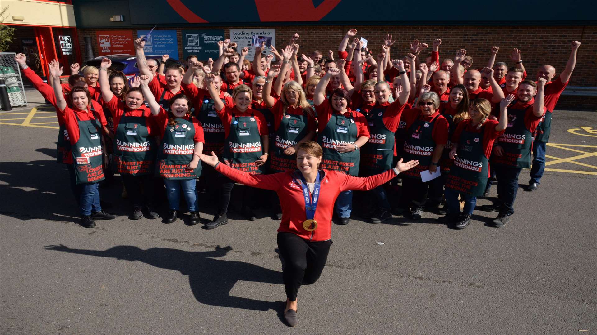 Celebrating Kent's first Bunnings Warehouse opening in Folkestone. Picture: Chris Davey