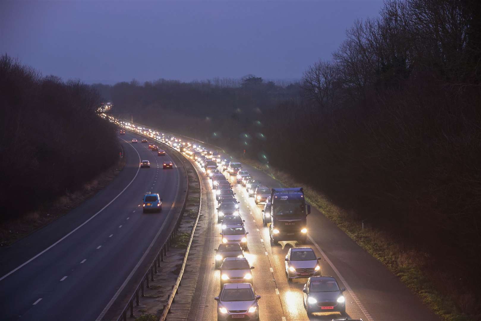 Huge queues on the M2 after a serious crash Pic: UKNIP