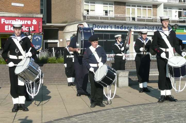 The Dover Sea Cadet band playing at the Brighter Dover celebration.
