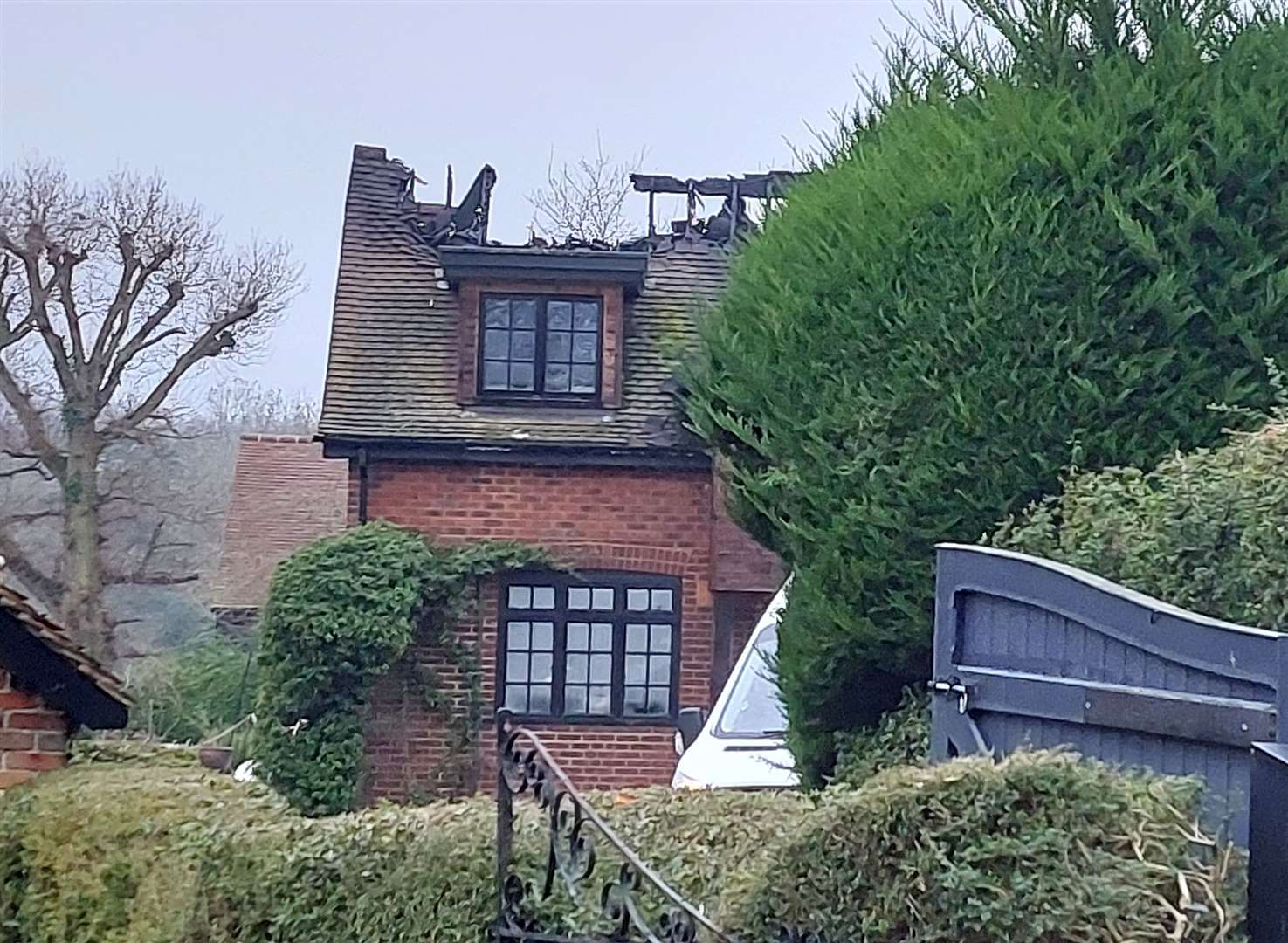 Damage to the roof of the house in Hackington Road, near Canterbury