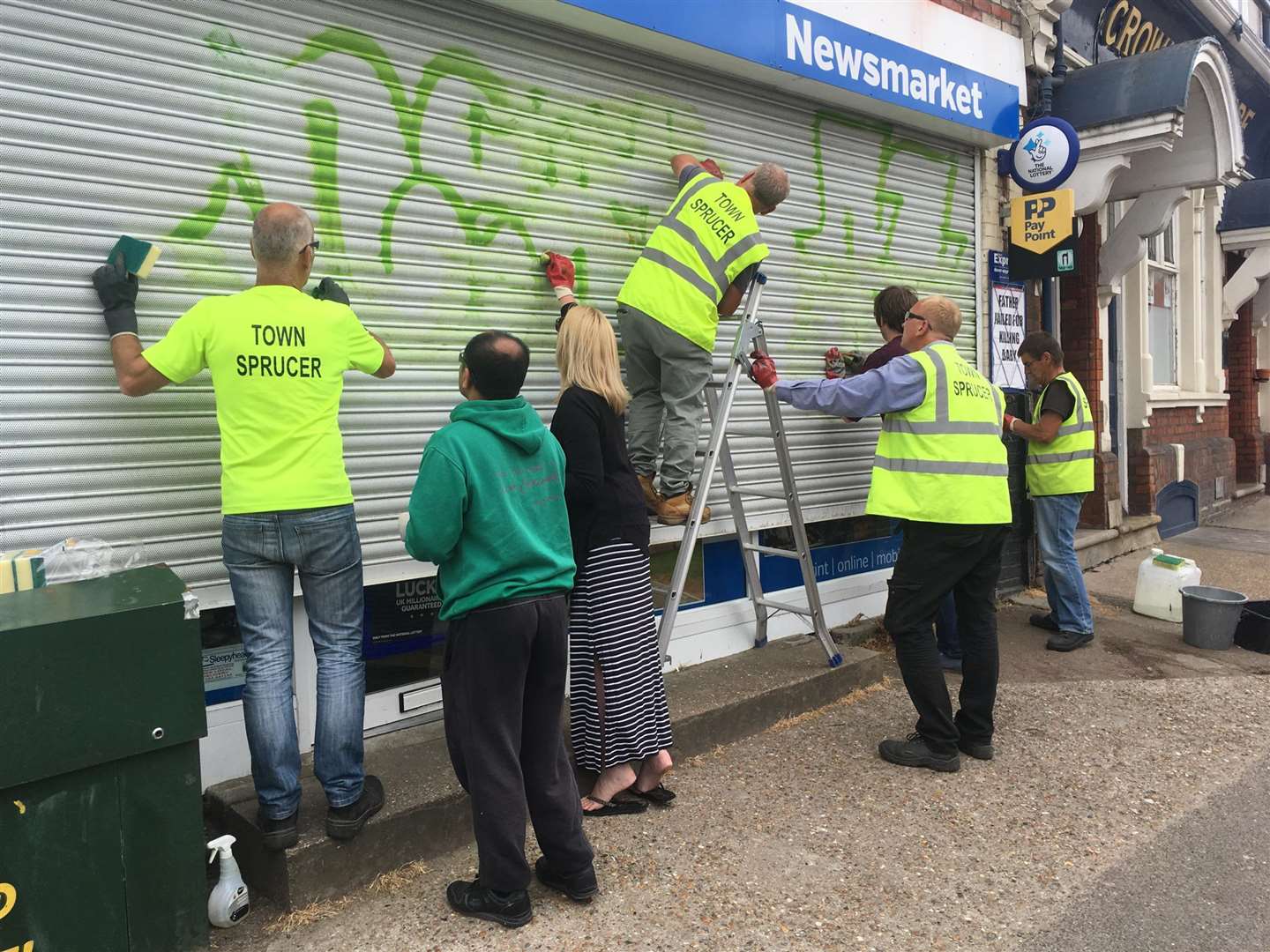 The cleanup of the cornershop shutter. Picture provided by Peter Wallace