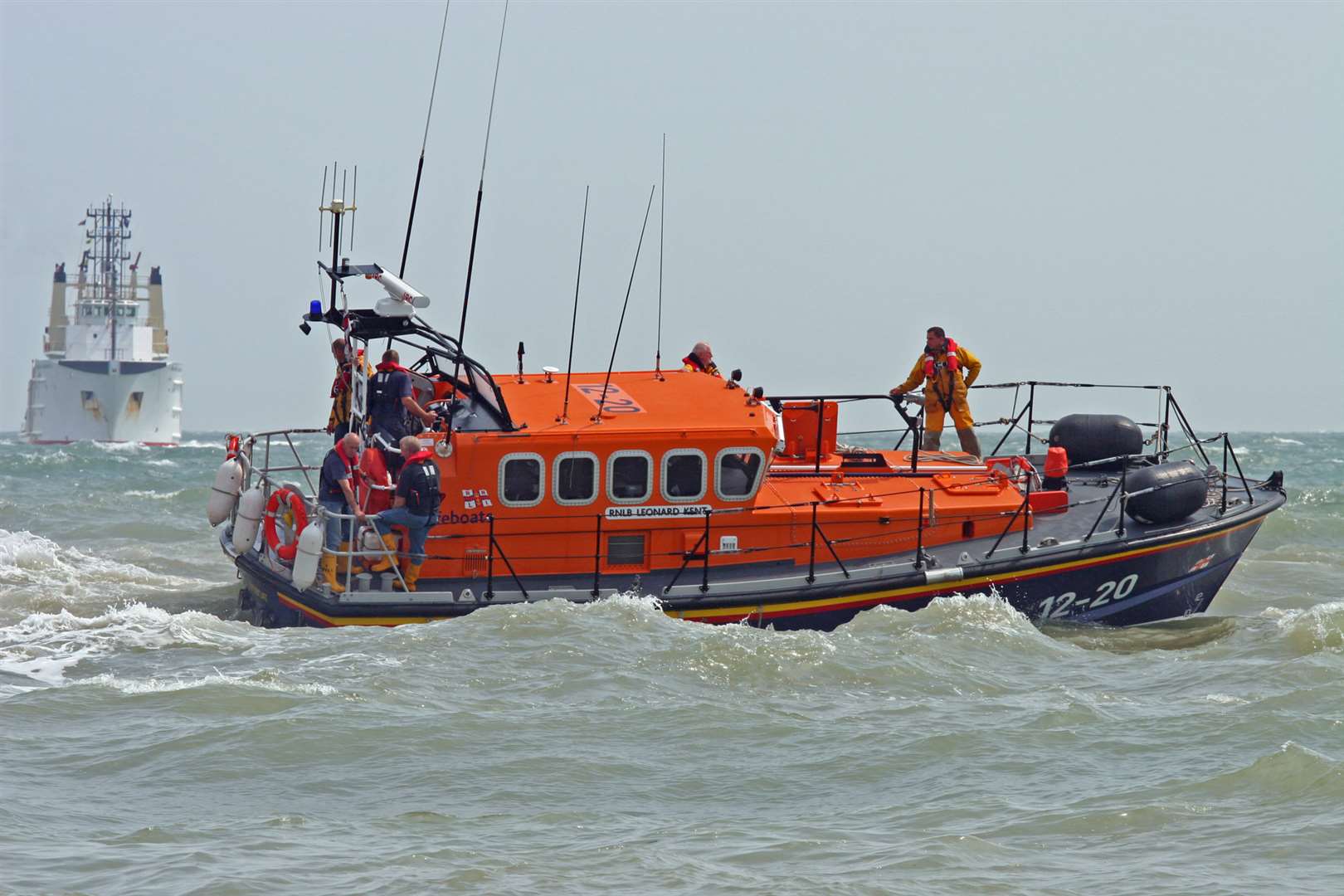 Margate's RNLI all-weather lifeboat Leonard Kent at sea