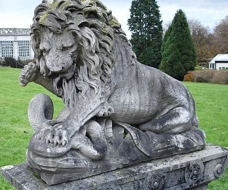 One of the valuable stone lions stolen from Aylesford
