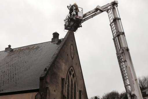 Beacon's concrete angel was removed before it fell