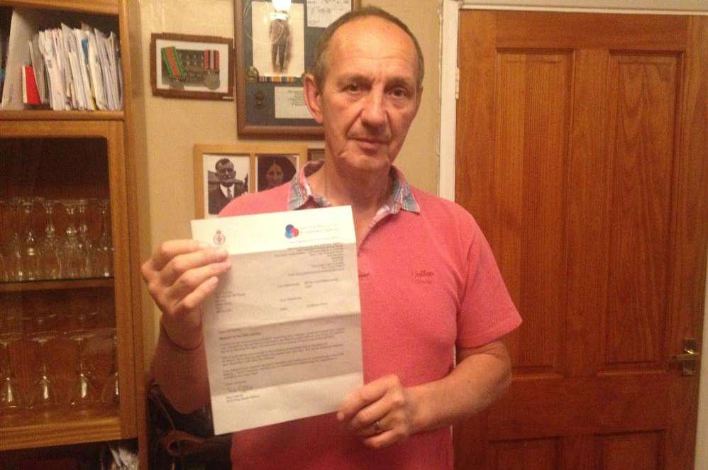 David Dyson with the letter confirming he is related to Francis Carr Dyson