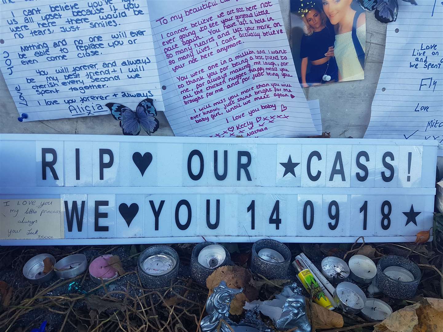 Tributes to Casey were left at the roadside