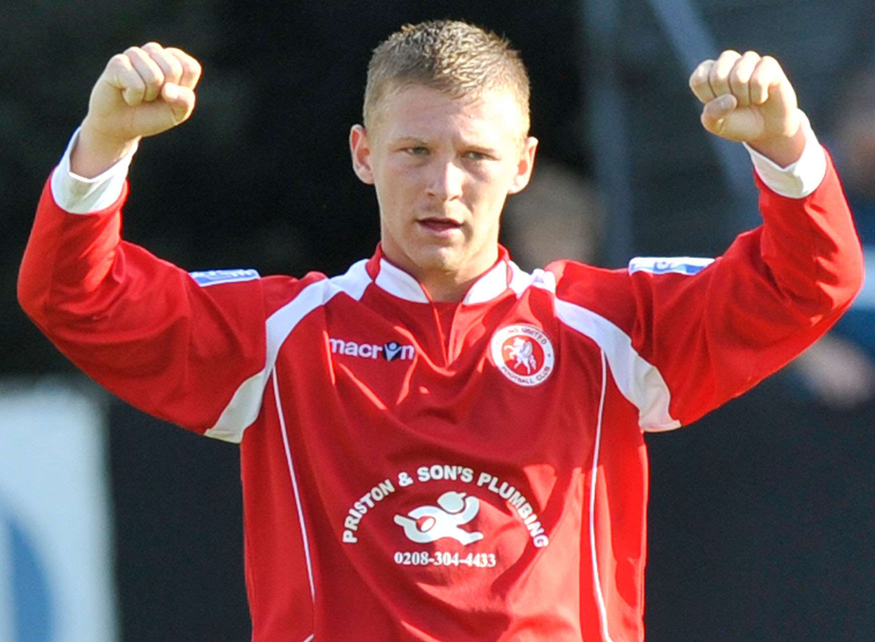 Andy Pugh celebrates a goal for Welling