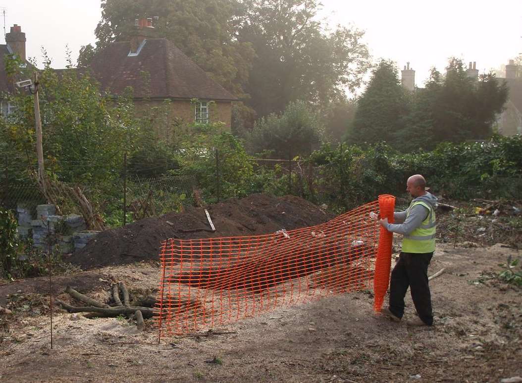 The site of an archaeological dig in Mill Yard, West Malling where a skeleton was found