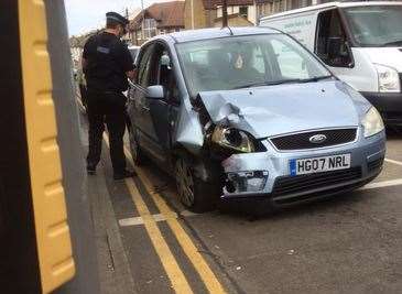 The damaged Ford Focus in Gillingham