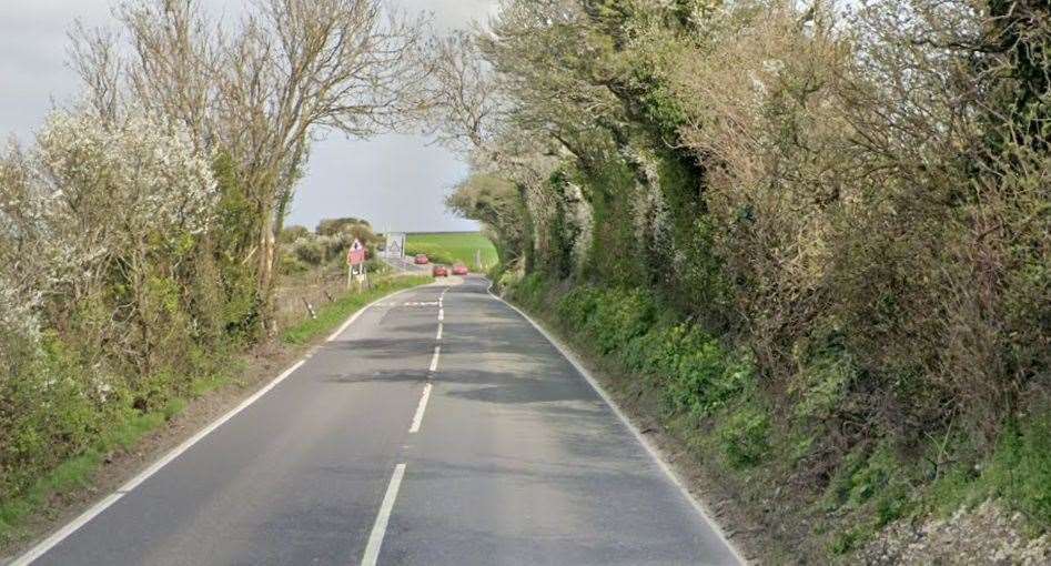 The A258 in Dover was blocked after a crash between Pond Land and Queens Rise. Picture: Google