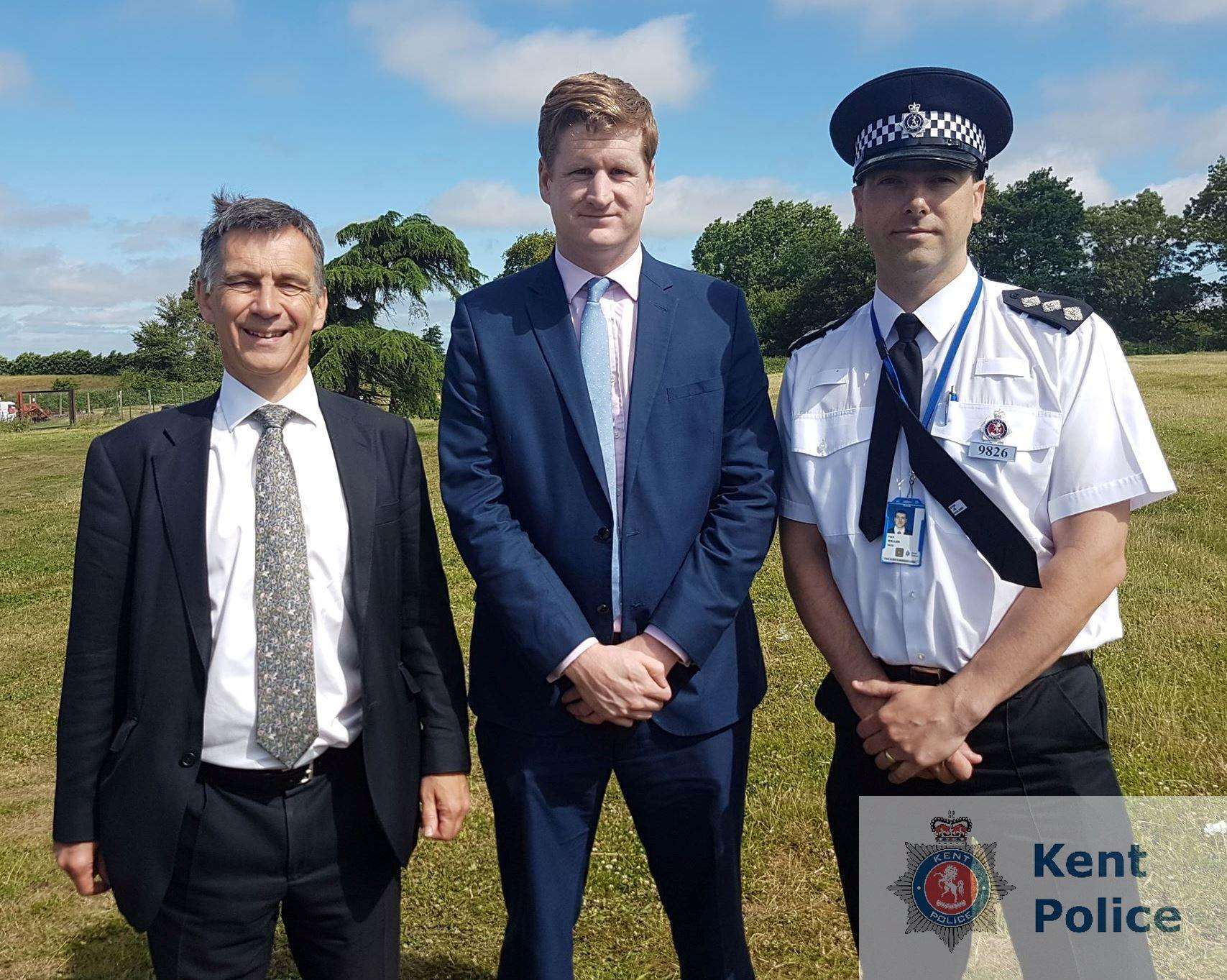 Cllr Rory Love with Kent’s Police and Crime Commissioner Matthew Scott and Chief Inspector Mark Weller