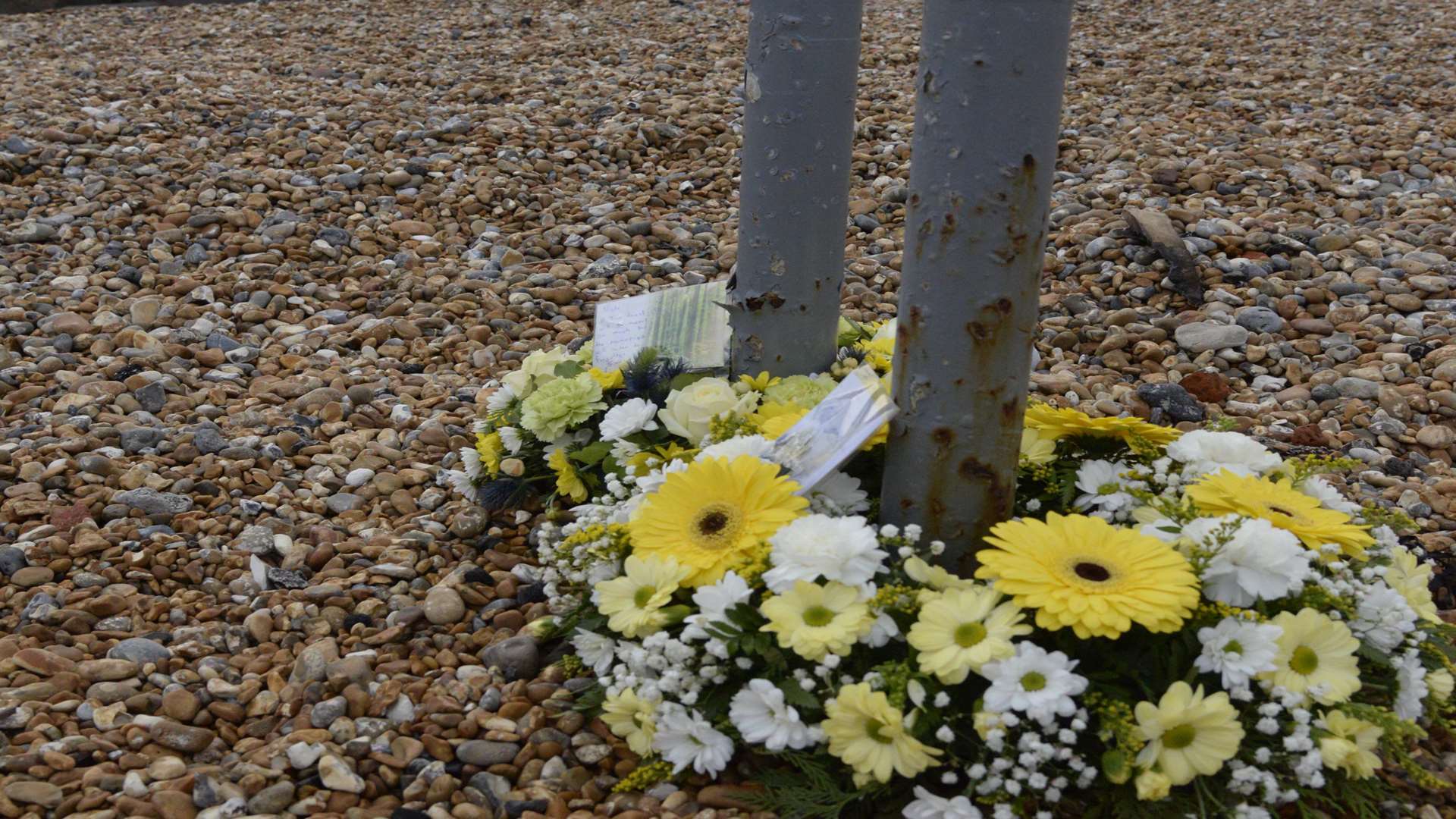 A tribute at the scene of the tragedy. Picture: Chris Davey