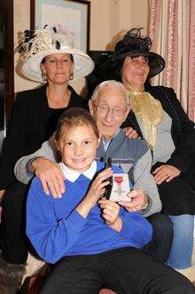 Stan Partner MBE with Daughters, Denise Luckhurst (Black hat)- Sharon Gale and Daughter Megan Gale (10).