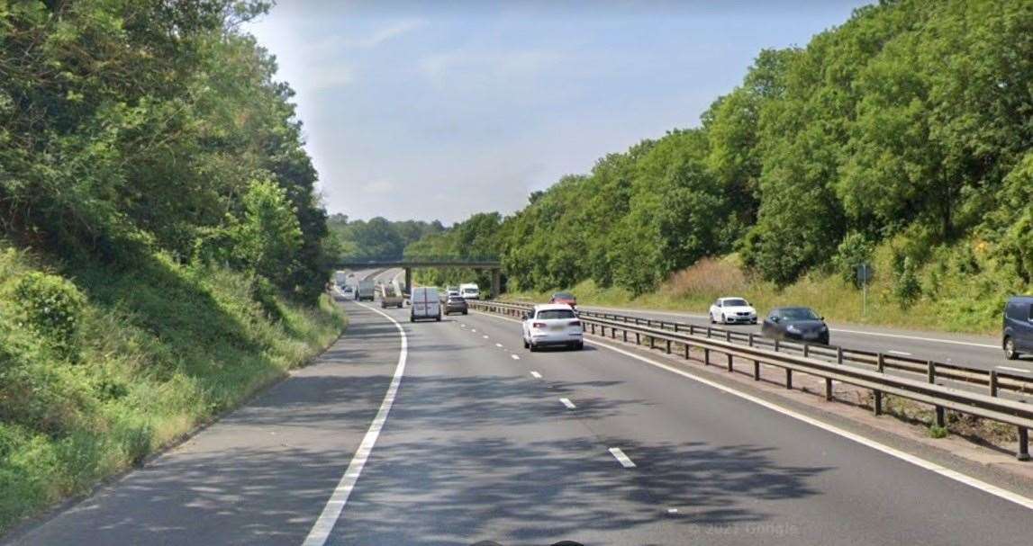 The crash happened on the London-bound carriageway between Junction 6 for Faversham and Junction 5 for Stockbury. Picture: Google