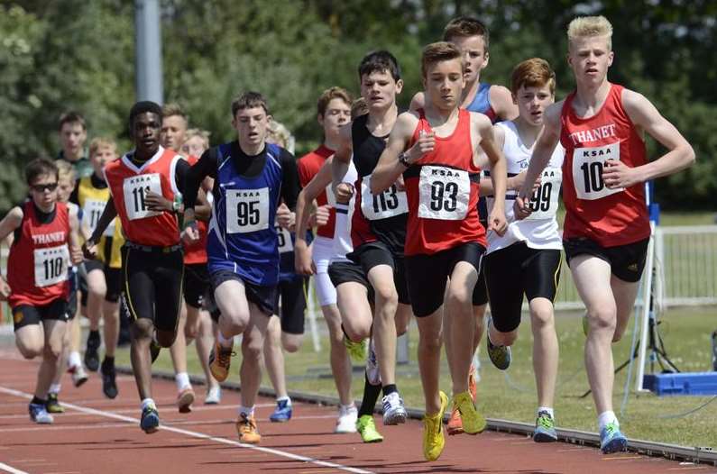 Action from the junior boys 1500m race at Ashford