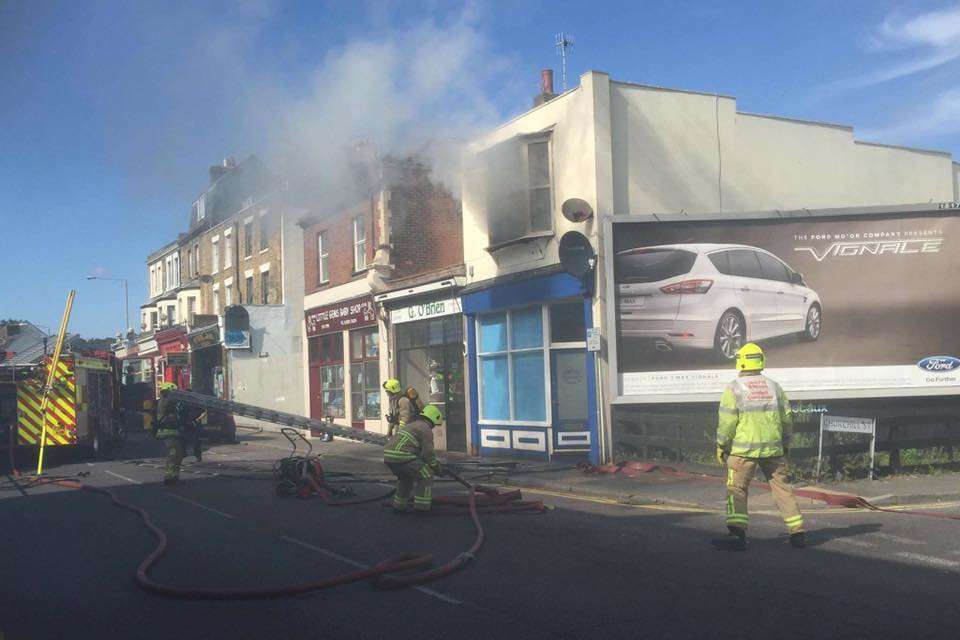 The fire has started in a flat above a shop in London Road, Dover. Picture: Facebook