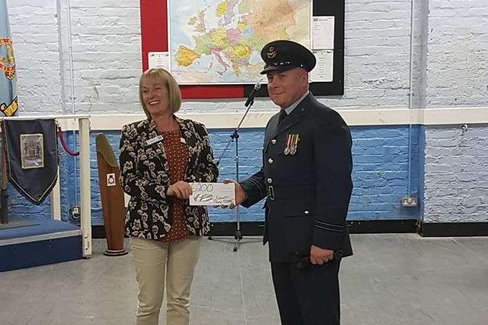 Kerry Latham from Park Street Cooperative store presented Squadron OC, Flt Lt. John Kealy with a £200 donation to Deal Air Cadets