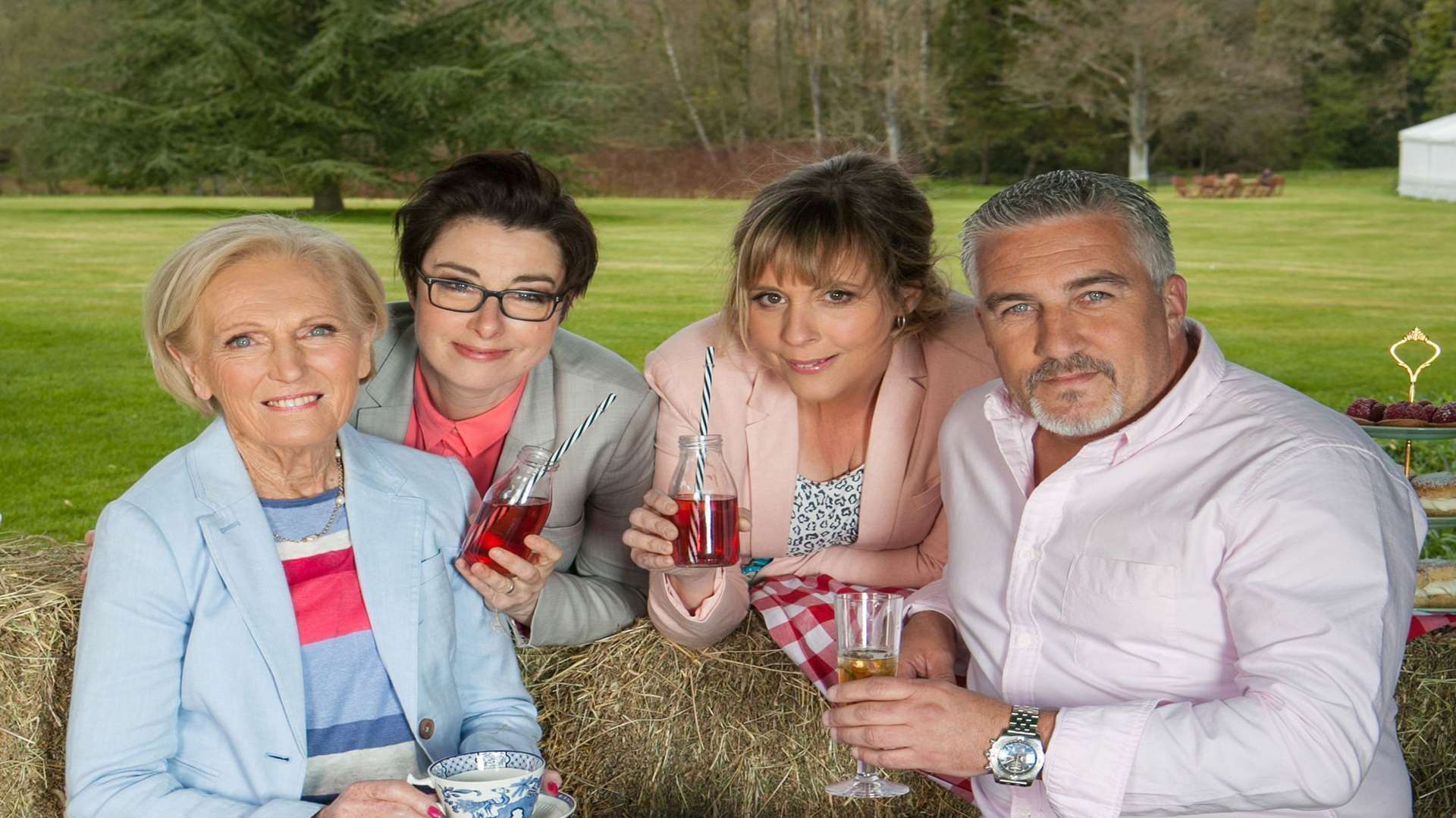 Mary Berry, Sue Perkins, Mel Giedroyc and Paul Hollywood from the Great British Bake Off. Picture: PA Photo/BBC/Mark Bourdillon.