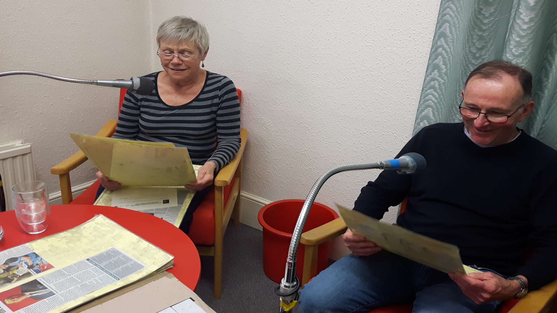 Two of the volunteers recording at KAB's Maidstone office