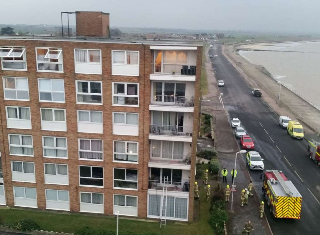 Firefighters at the flat blaze. Picture: Jon Deville.