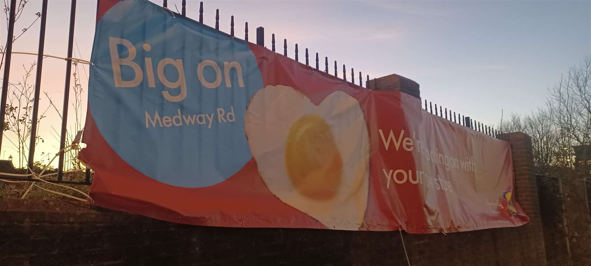 A banner has gone up on the Pier Road side of the building site
