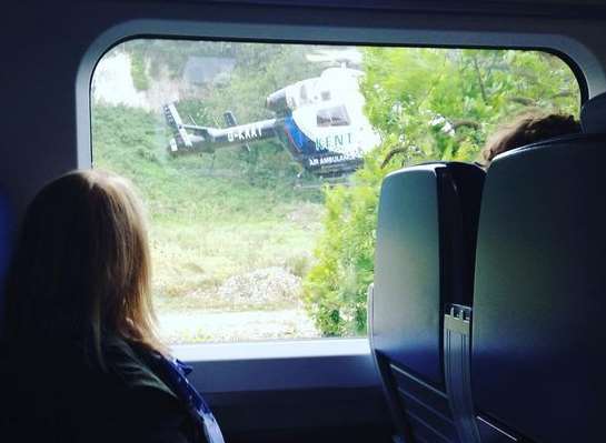 Instagram user jem_elle_francis tweeted a photo of the air ambulance at the lineside
