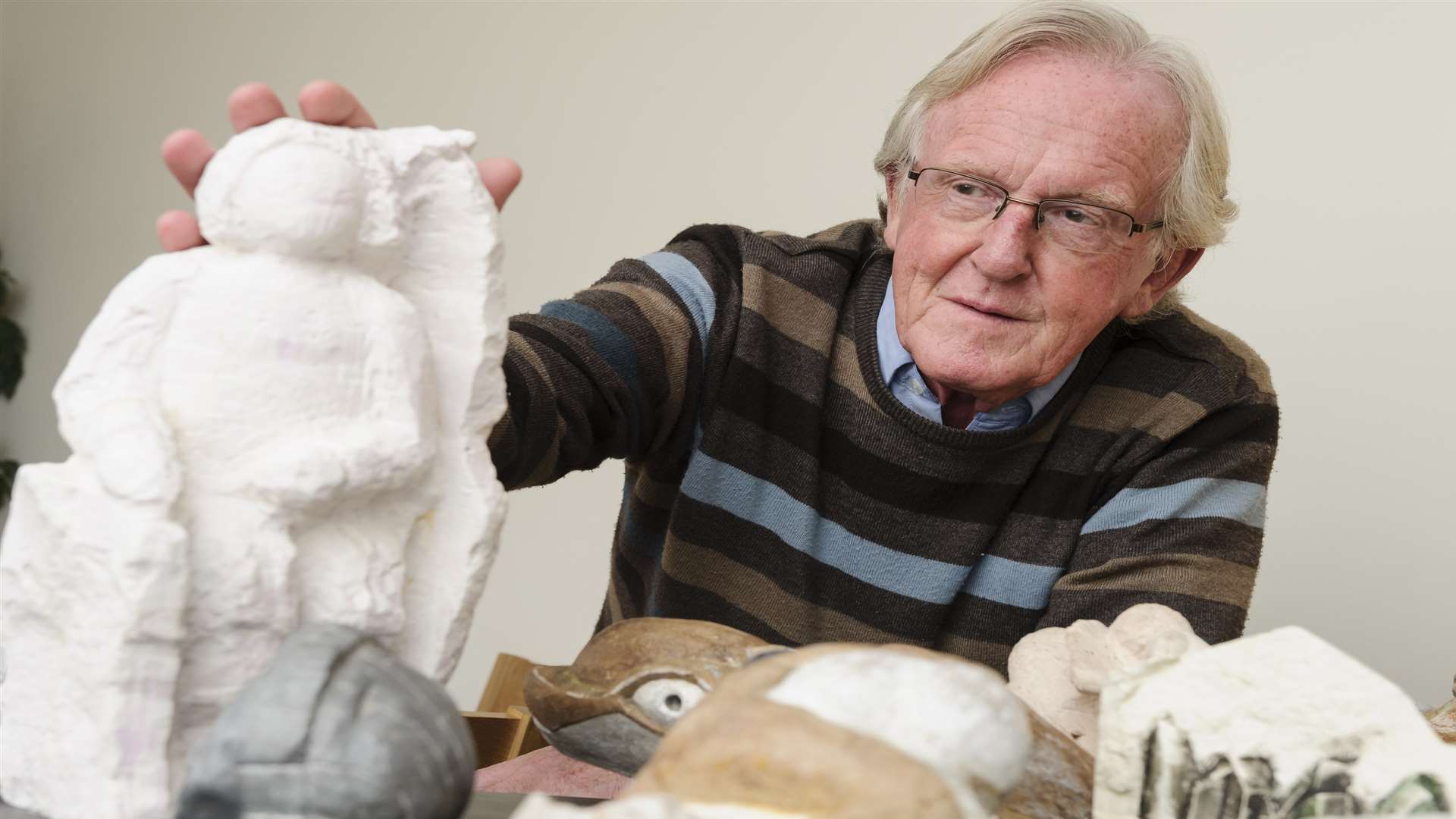 Charlie Samuel is offering some of his chalk sculptures to the National Trust
