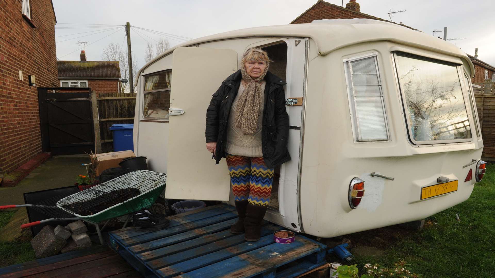 Tizzy Rose is living in this caravan. Picture: Steve Crispe