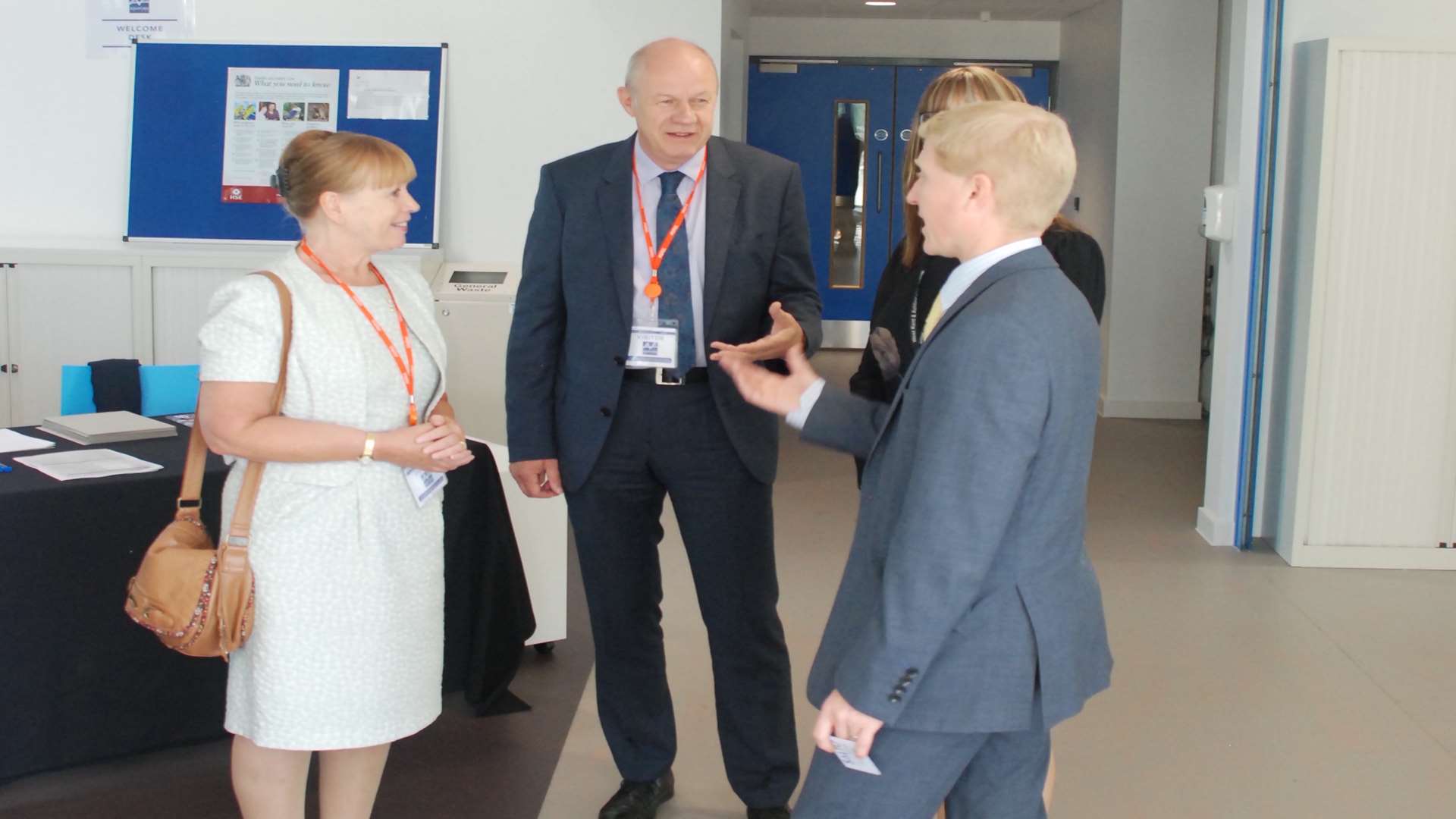 Ashford MP Damian Green and Kent Invicta Chamber of Commerce chief executive Jo James visit the newly opened Ashford College site