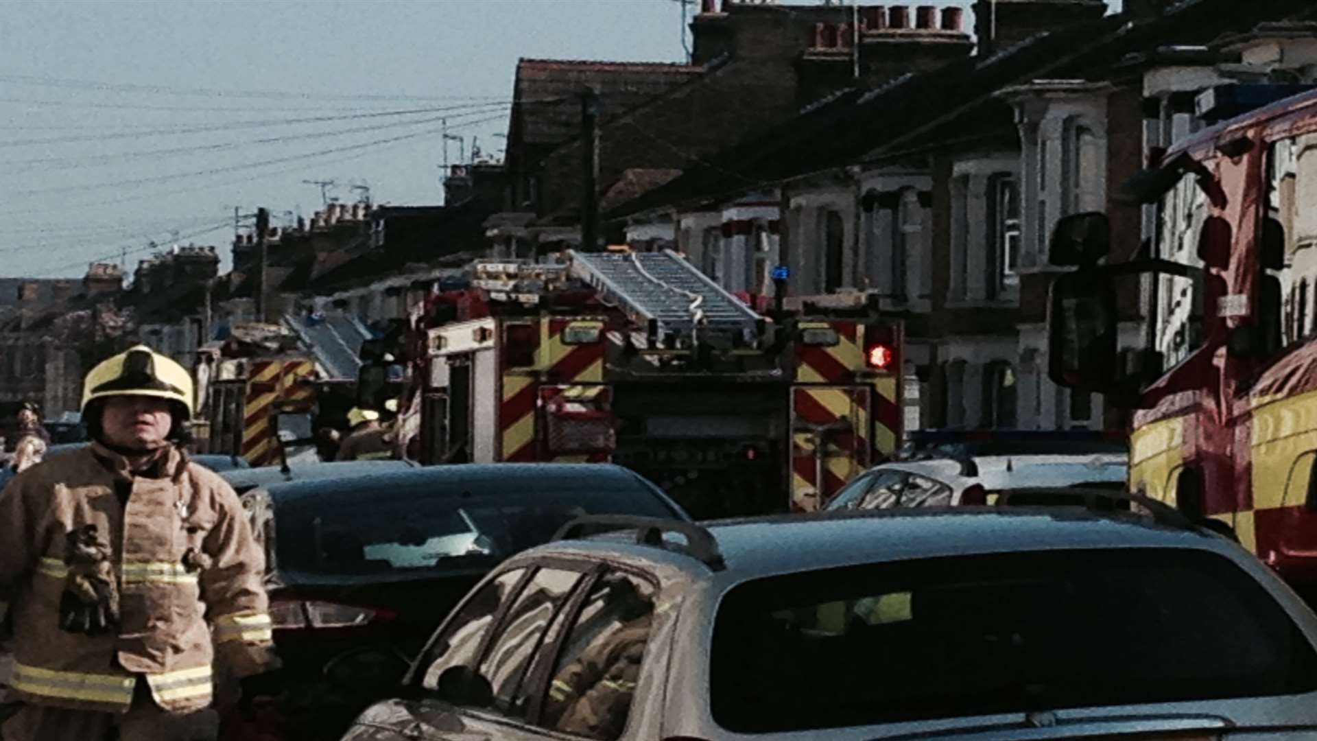 Firefighters at the scene of the blaze