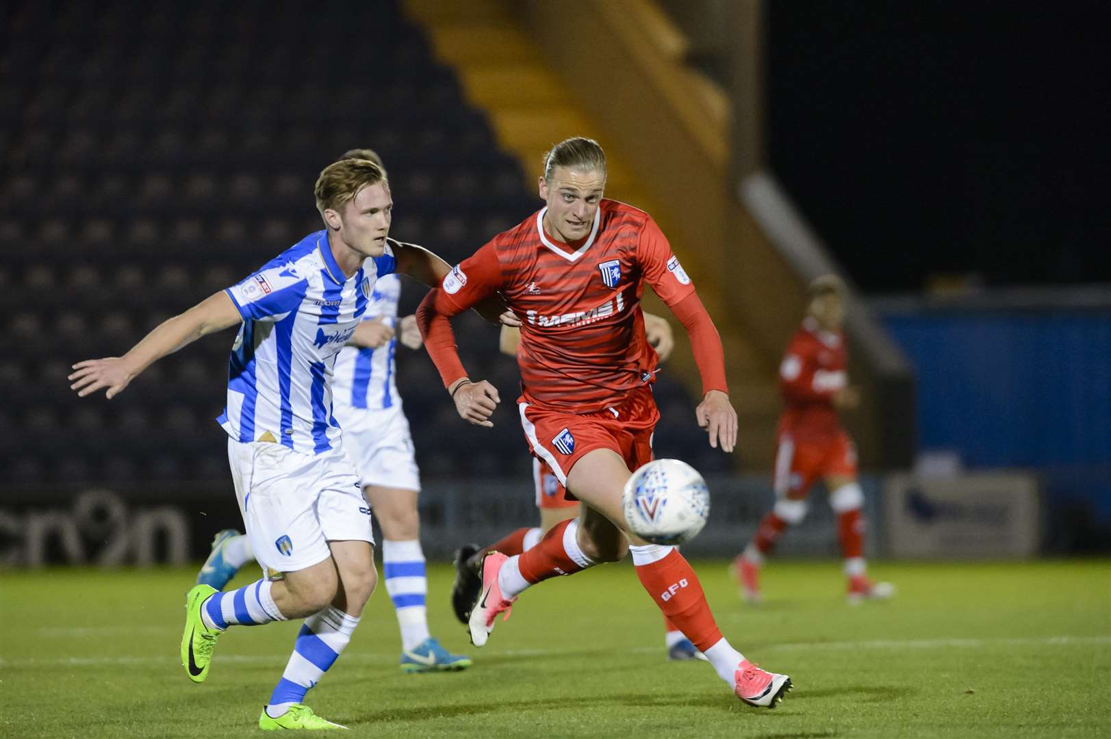 Tom Eaves in action against Colchester United in last season's Checkatrade Trophy Picture: Andy Payton