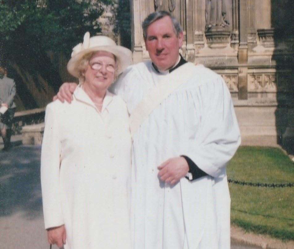Iain Taylor with wife Doris at his ordainment. Picture: Liz Sharp