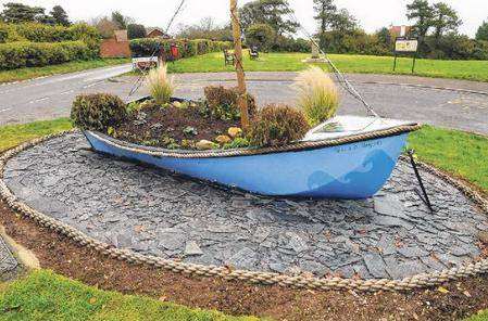 Boat on roundabout at St Margaret's