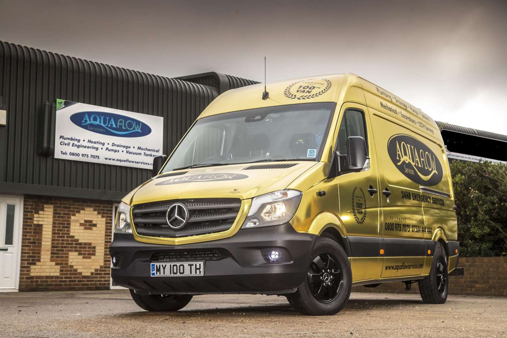 Sparshatts of Kent supplied Canterbury-based Aquaflow with its 100th Mercedes-Benz van and marked the occasion by giving it a gold livery