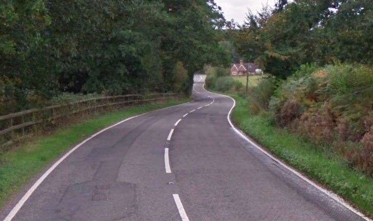 The car collided with a wooden fence near Rolvenden. Photo: Google Street View