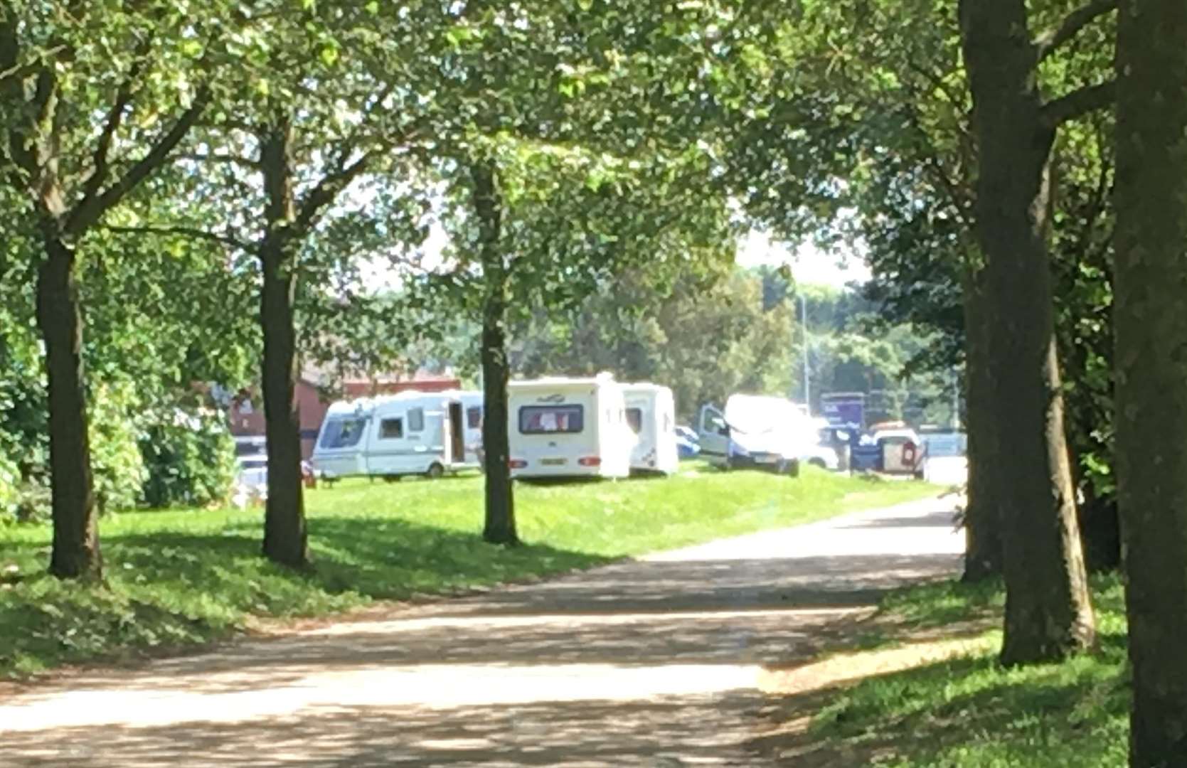 Caravans set up at Aylesford Bulls rugby club