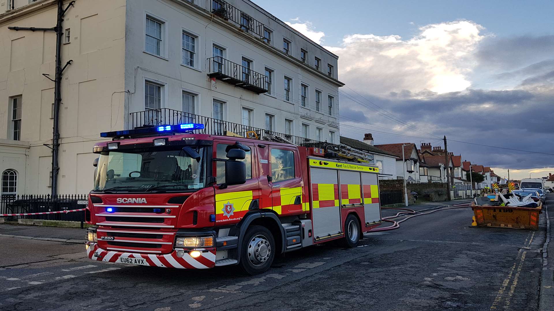 A fire engine called to the fire at the former St Benedict's nursing home