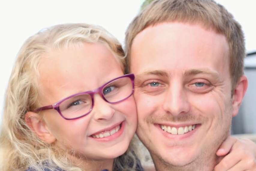 Daddy's girl Caitlin Rose-Faber, six, of Quinnell Street, Rainham, and her dad Gary