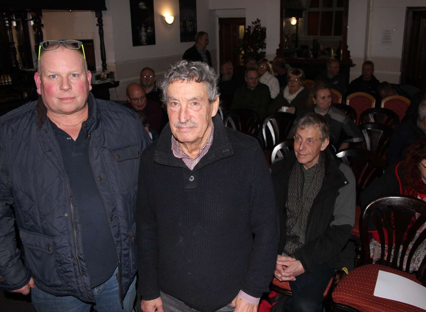 More than 30 joined David Wilcock, left, and Tim Bell at a meeting at the Royal Hotel to discuss plans for a new harbour for Sheerness
