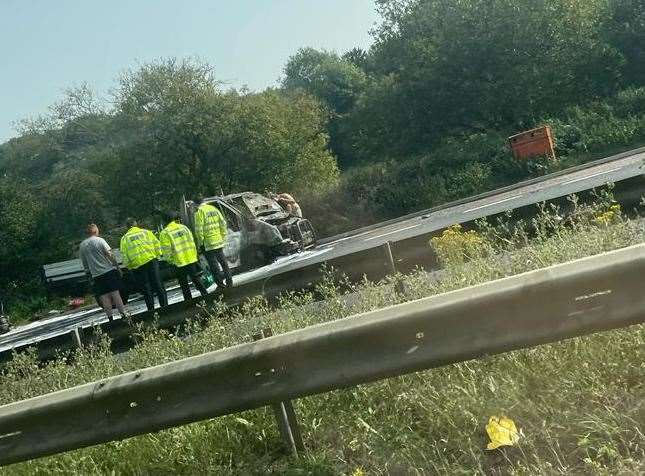 A van fire has caused delays on the A249 towards Maidstone