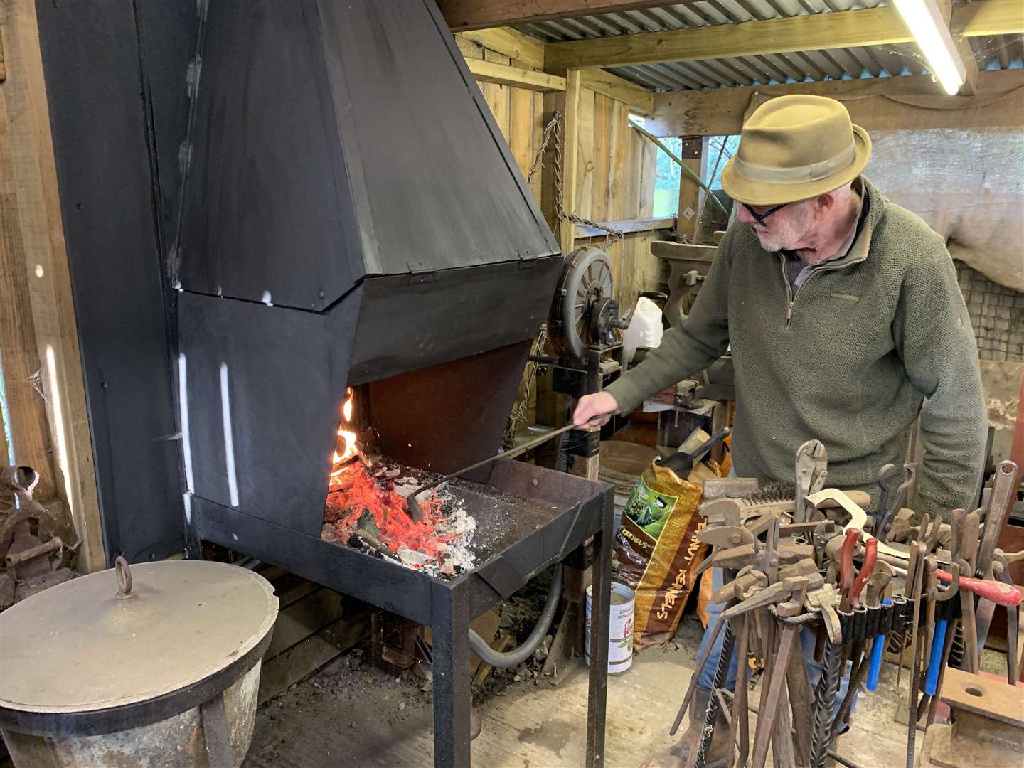 Dave King has forged the metalwork to house the new sound box. Picture: The Rolvenden Layne Sound Museum