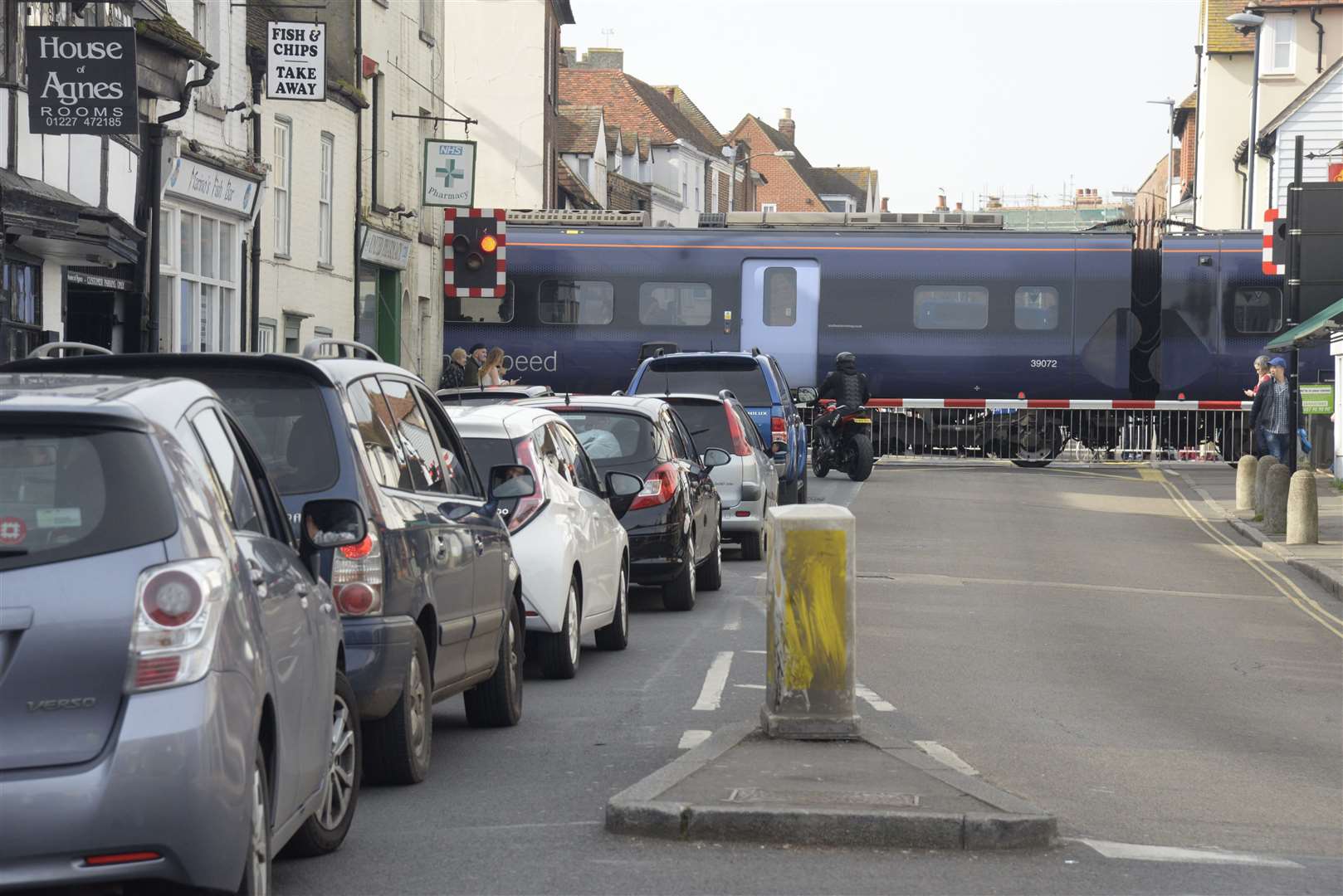 Traffic waiting at St Dunstans level crossing in Canterbury. Picture: Chris Davey