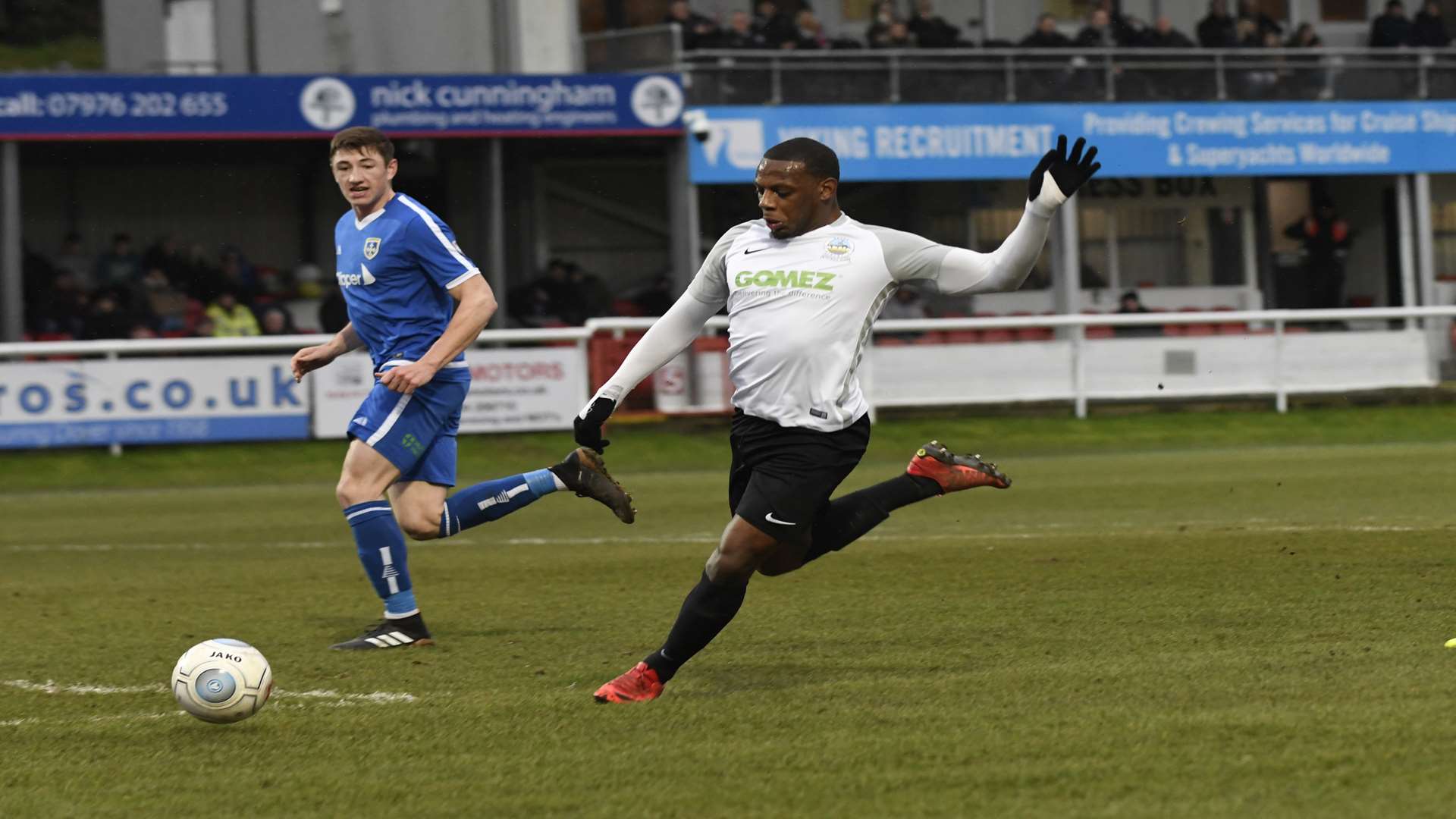 Anthony Jeffrey in action against Guiseley in the National League. Picture: Tony Flashman