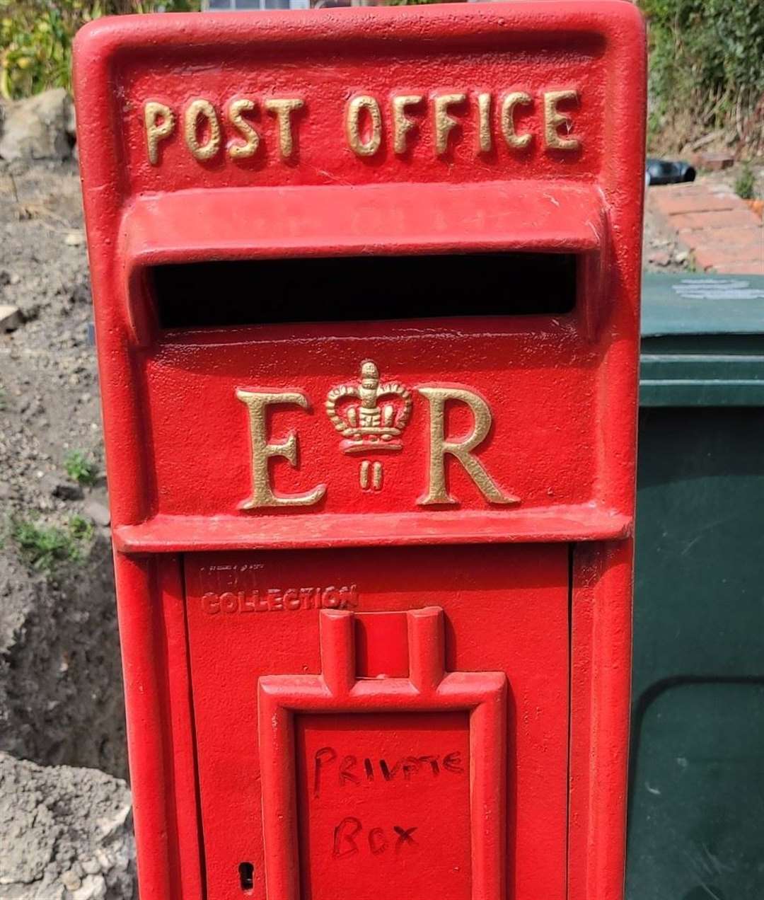 Due to confusion among his neighbours, he has hand written 'private postbox' until a sign he has ordered arrives