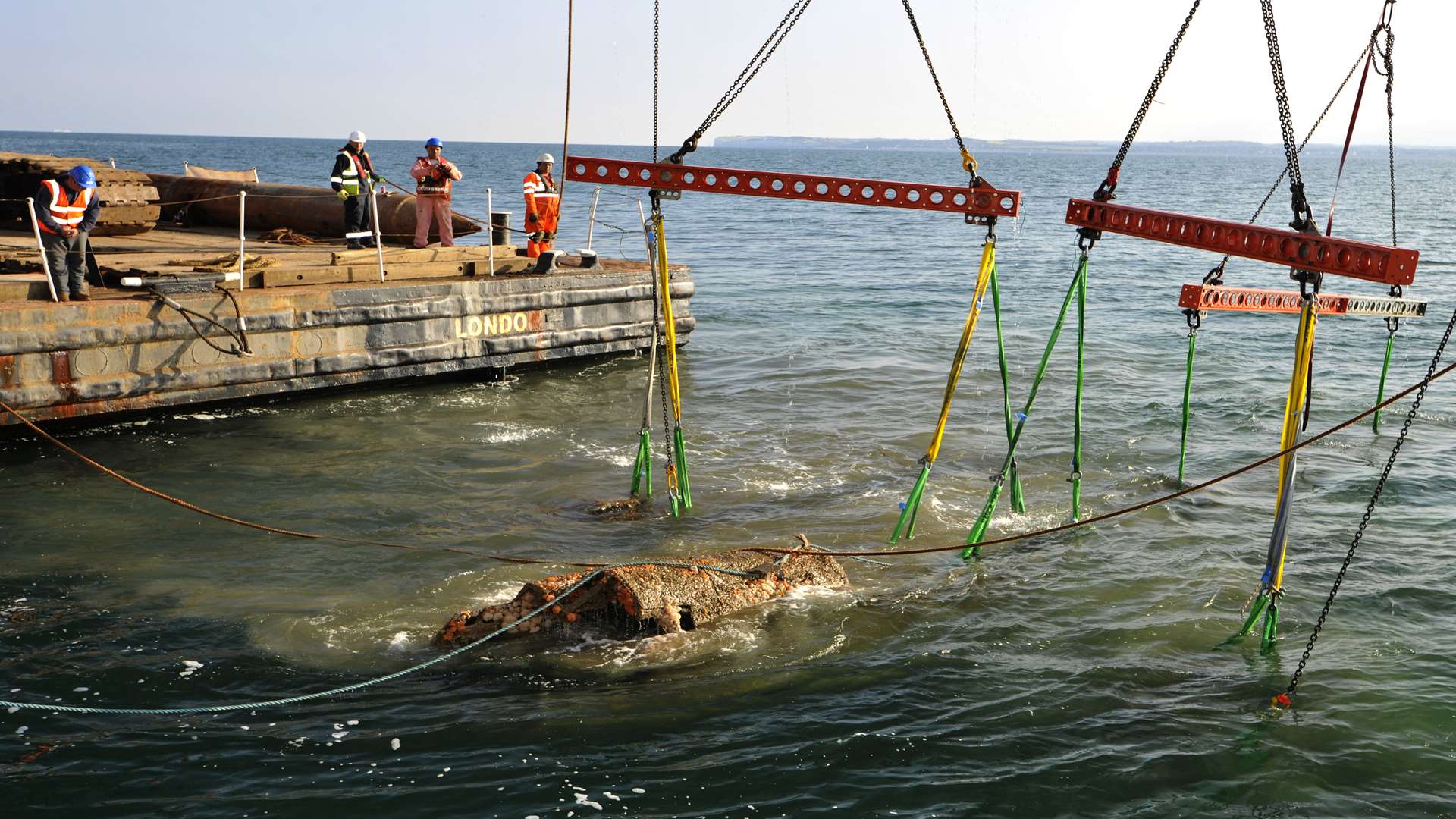 German bomber the Dornier 17 is lifted from the sea bed off Deal. Picture: Trustees of the Royal Air Force Museum