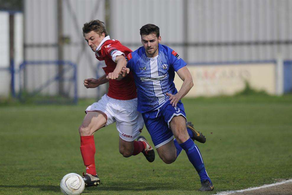 Herne Bay take on Ramsgate in their 1-0 win on Easter Monday. Picture: Tony Flashman