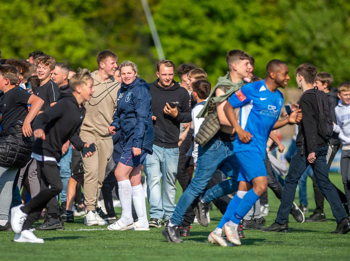 Herne Bay's Kieron Campbell celebrates with fans. Picture: Ian Scammell