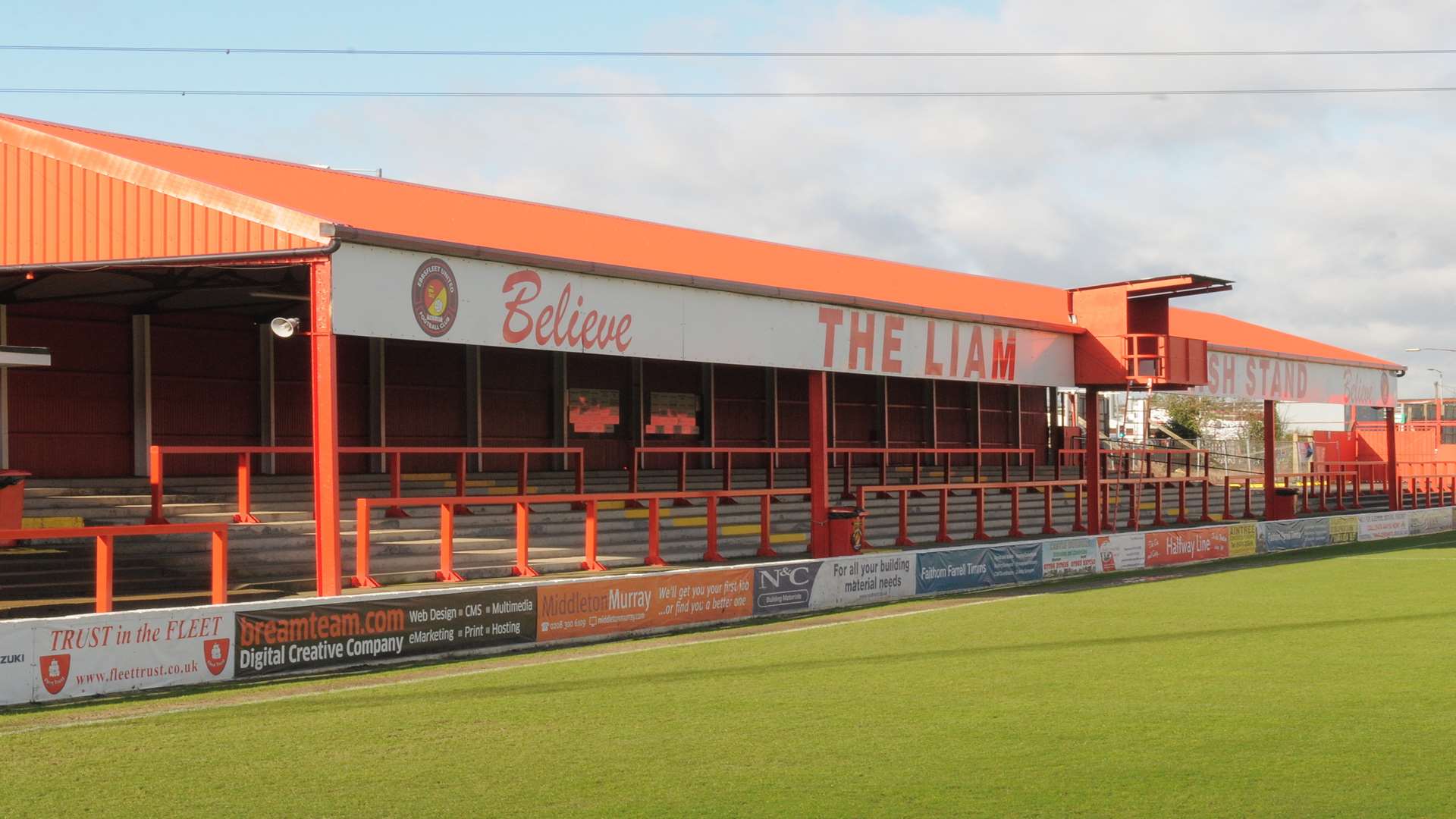 Ebbsfleet's new main stand will replace the existing Liam Daish Stand Picture: Steve Crispe